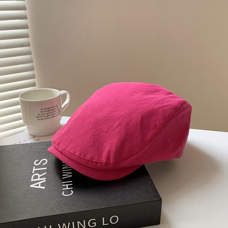 韩版百搭反戴前进帽女网s红显脸小贝雷帽大头围薄款复古报童帽子