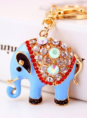 可爱饰品合金滴油水钻大象汽车钥z匙扣圈动物钥匙链挂件小礼品708