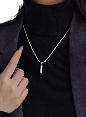 新款个性波光粼粼闪闪长条吊坠项链感小众女气质百V搭颈链直播