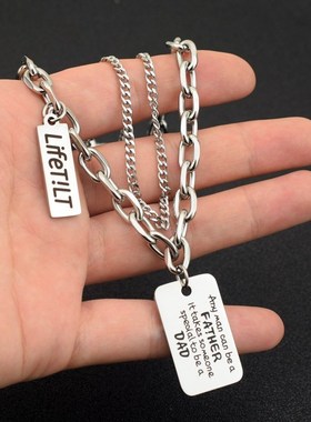 钛钢项链 女2022新款潮牌百搭锁骨E项链男士ins嘻哈复古颈链配饰