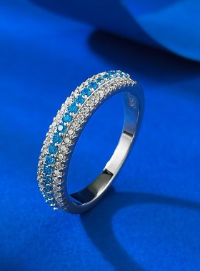 珠宝 2024新款S925银帕拉伊巴排钻戒O指女日常轻奢百搭款指环