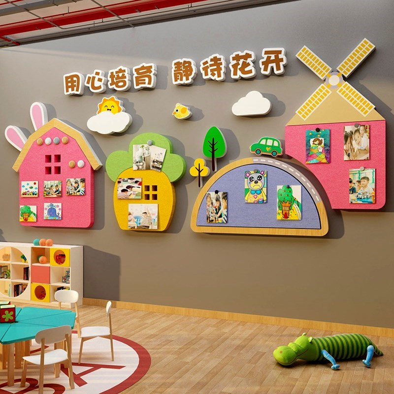 毛毡板墙面贴走廊文化装饰幼儿园环创主题M成品托管班中心形象材
