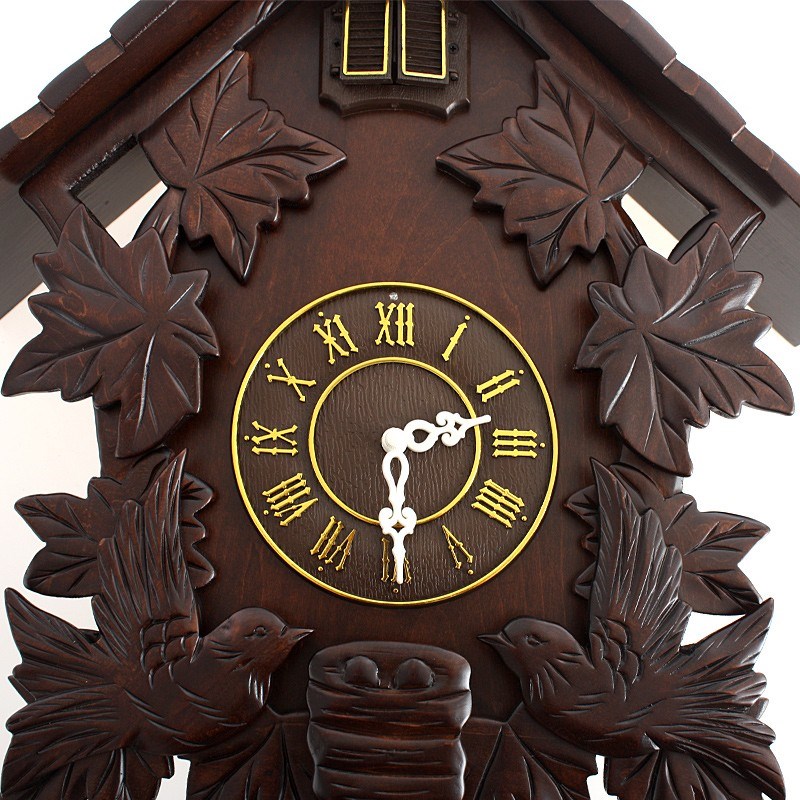 石英布谷鸟挂表客厅挂钟欧式大气轻奢钟表石英家用咕咕.钟实木雕