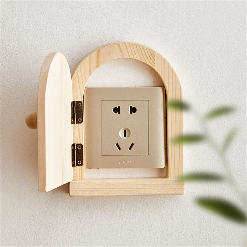 小木门开关贴实木开关保护套x面板装饰装饰框边框家用墙贴插座自