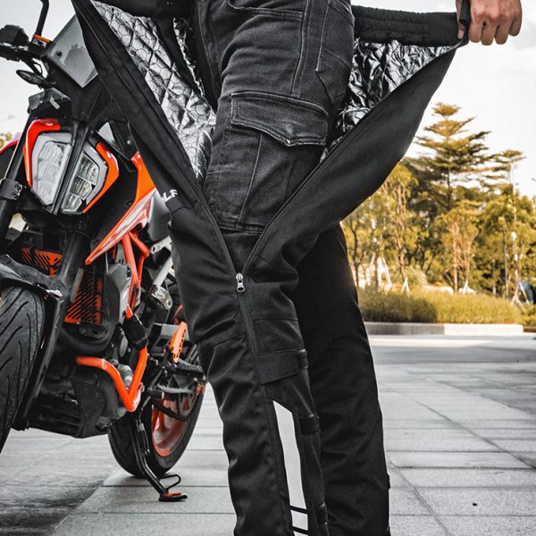 摩多狼摩托车冬季防风裤机车保暖骑行裤男内置护膝护具快拆快脱裤