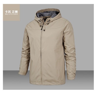 跨境薄款春秋单层户外冲锋t衣男士夹克外套防风防水四季登山服印