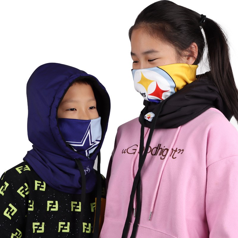 针织双层保暖大帽檐防风帽w子防寒骑行滑雪面罩头套围脖一体帽女