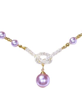 高级感紫色满钻珠珠项链女网红轻奢气质百搭小众设计感Y精美项链