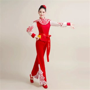 新款陕北民族安塞腰鼓陕北传统服装秧歌服开场舞打V鼓舞服演出服