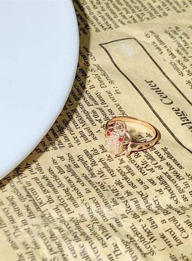 新年国风古法招财吞进金蟾戒指女个性百搭M钛钢玫瑰金色指环