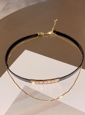 时尚锁骨链女双层choker项圈气质短款颈链项链202T3年新款爆款饰
