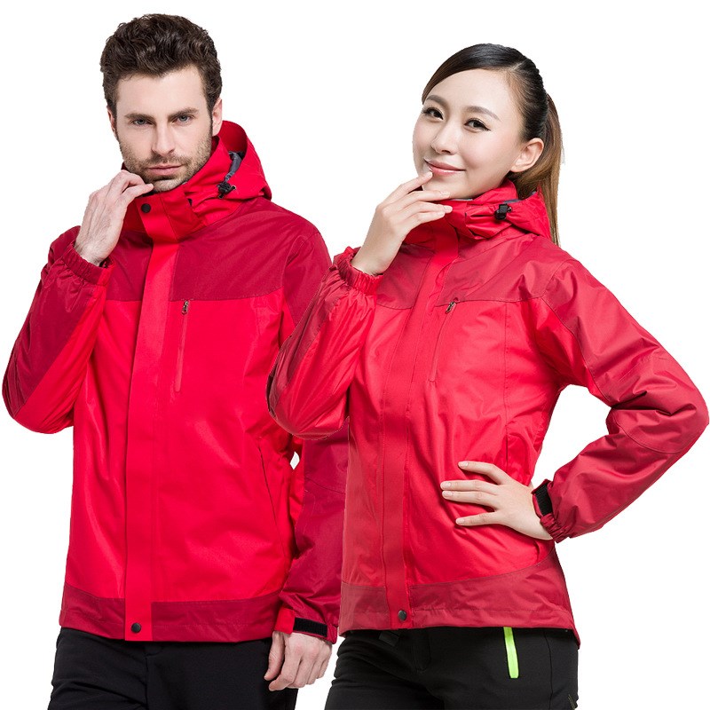 户外冲锋衣男女款三层压胶可拆卸保暖两件套三合一登山服印.字LOG