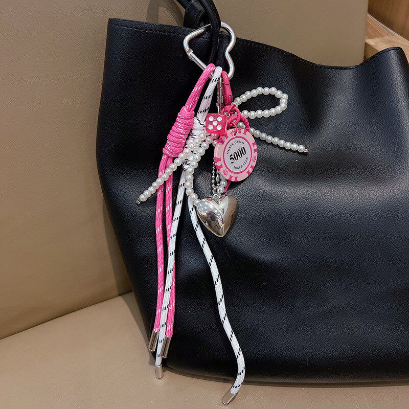 创意筹码手编绳钥匙扣挂件新款挂绳汽车钥匙链韩版时W尚包包装饰