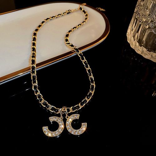 小众设计感皮质编织C字母项w链轻奢网红新款锁骨链百搭时尚颈链女