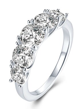 珠宝2023新款925银欧美B简约五星光芒高碳钻戒指女仿真大钻戒