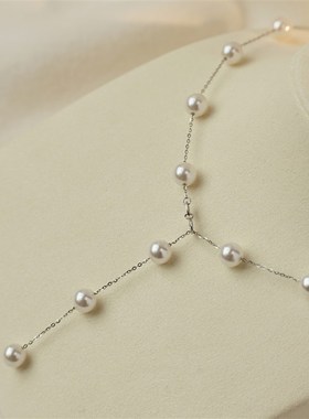 链子925银 时髦正圆珍珠项链满B天星精致千金风气质锁骨链七夕礼