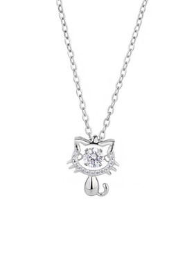 帝丰999足银可爱猫咪项链女轻奢小众Dins灵动吊坠锁骨链送闺蜜礼