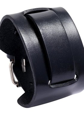 跨境爆款饰品厂家直销复古男士牛皮手链简约Q可调节朋克宽皮手带