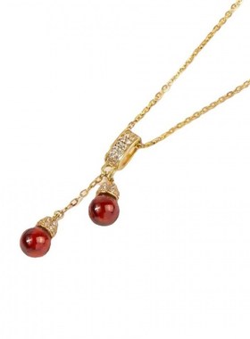 轻奢红玛瑙流苏吊坠项链2022年新款潮高级感锁R骨链钛钢不掉色颈