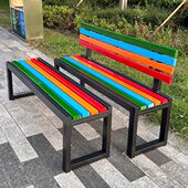 公园椅户外长椅防腐实木室外长条凳排椅靠背条椅商场休息长凳椅子