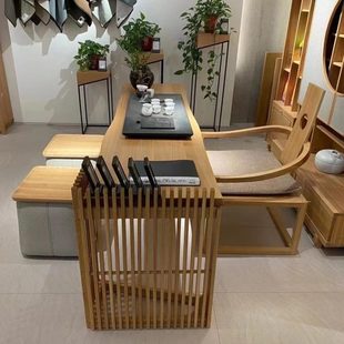 实木大阪茶桌白蜡木泡茶桌家用客厅会客喝茶桌现代简约家具 新中式