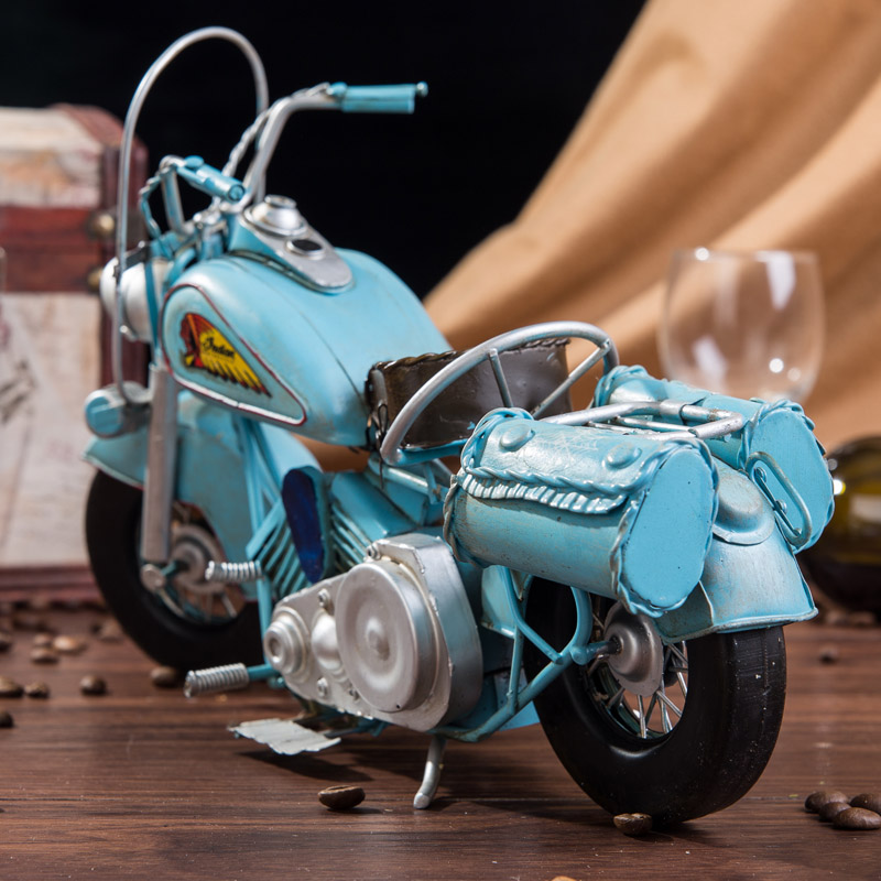 复古印第按摩托i车模型 手工铁艺车模 家居客厅橱窗道具摆件装饰