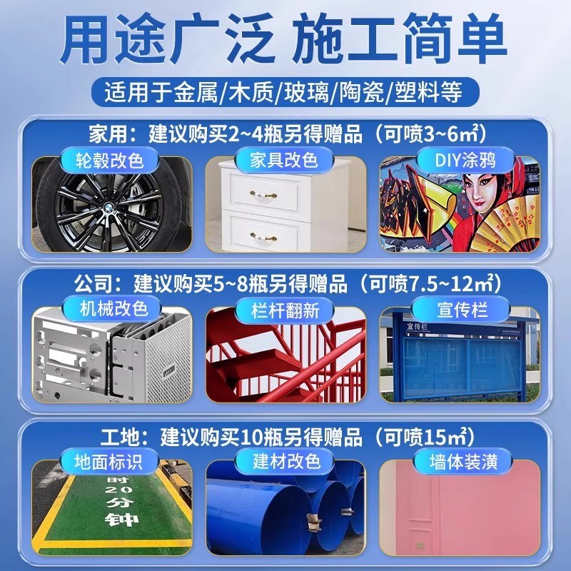 自动手摇自喷漆汽车免除锈金属D防锈漆家具木器黑色白色油漆罐