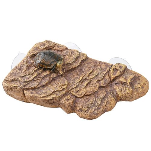 养乌龟专用高水位晒背爬台深水龟缸吸盘造景石头浮岛爬梯休息平台