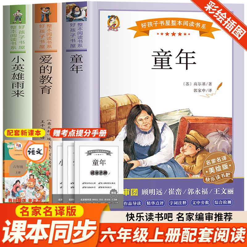 《小英雄雨来》《童年》《爱的教育》 美绘版(全3册) 黑龙江少年儿童出版社 管桦 等 著 儿童文学