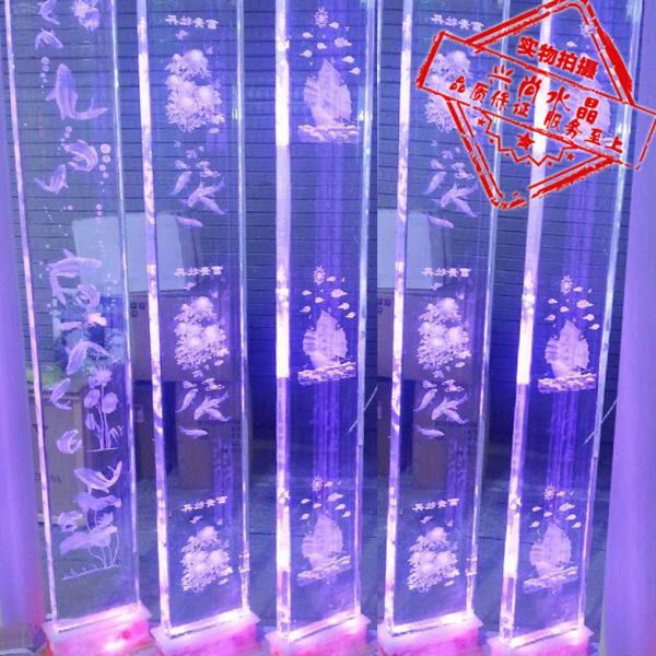 激光精磨3D内雕水晶柱 板 玻璃柱灯柱装饰柱子 客厅隔断墙玄关柱
