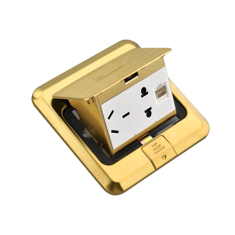 六类网络地插插座 五孔加网络带网线接口模块 地插带网络地插面板