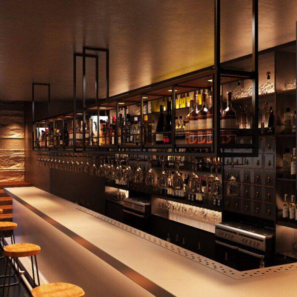 虞萌馨迪酒吧柜酒吧吧台酒架铁艺吊架倒挂酒杯架悬挂式酒柜吊柜置