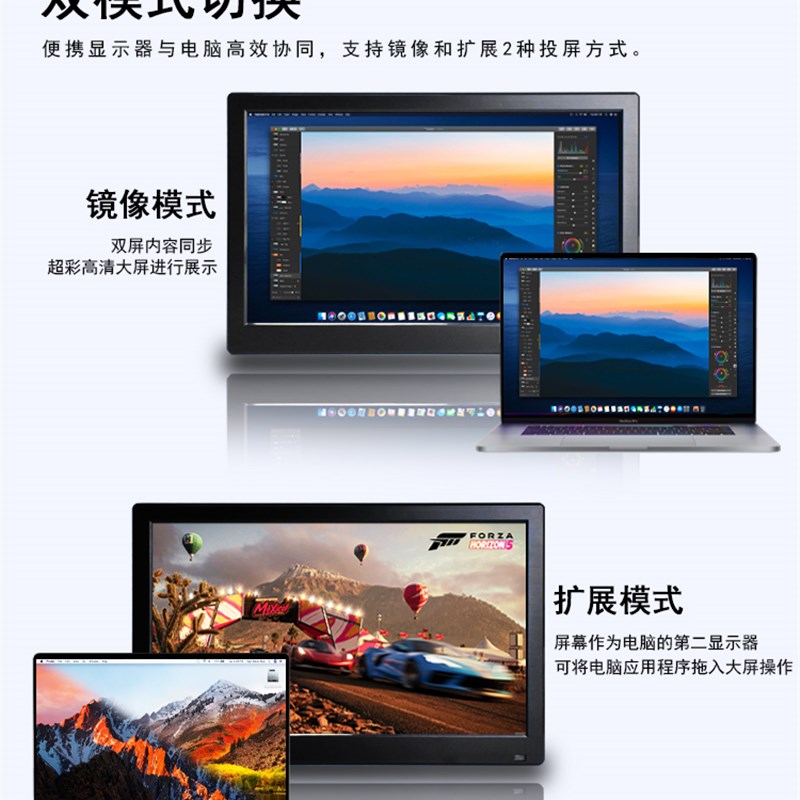 7/10.1/11.6/13.3/15.6寸4K显微镜显示器电脑扩展监控收银屏壁挂
