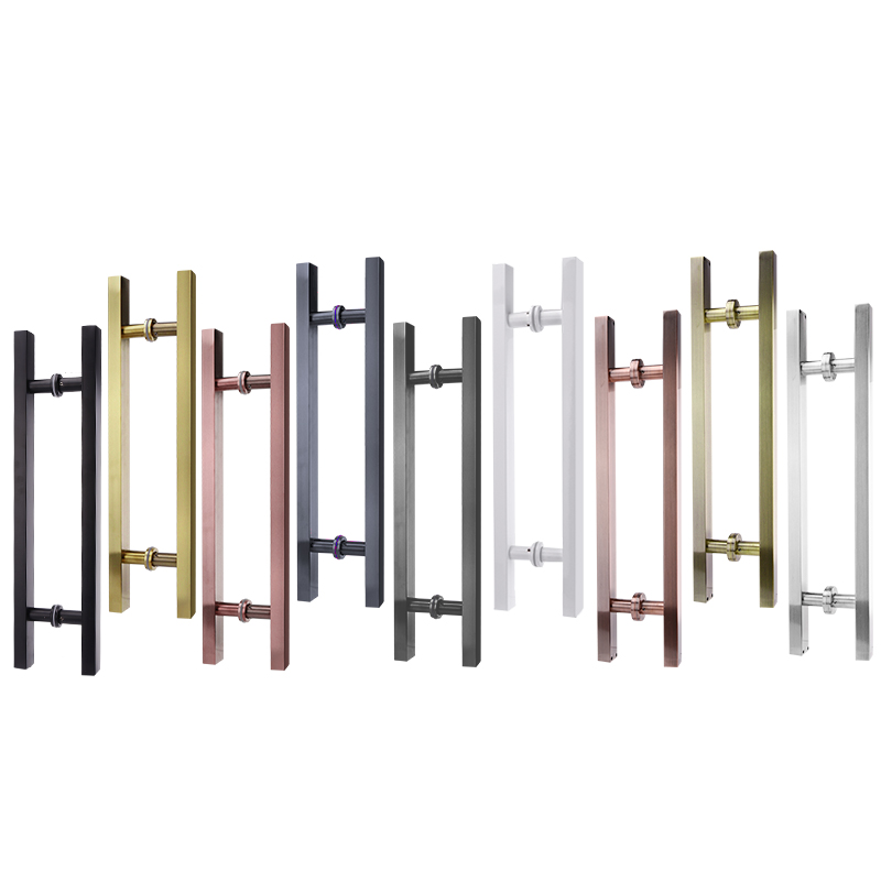 加厚不锈钢拉手玻璃门木门钛金大拉手大门把手雅黑色烤漆方管