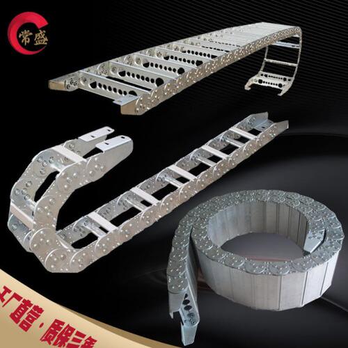 机床钢制拖链钢铝坦克链雕刻耐磨工业封闭工程桥式线槽金属铁拖链