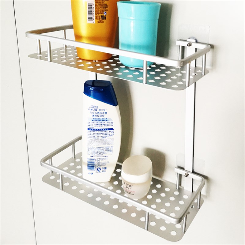 免打孔太空铝方形 置p物架 浴室厨房吸壁式三角架卫生间墙角收纳