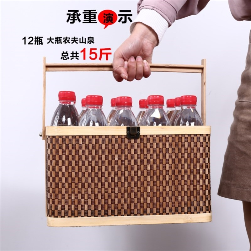 大闸蟹竹编手提竹m篮中秋礼盒螃蟹包装礼品盒青蟹河蟹竹篮定制