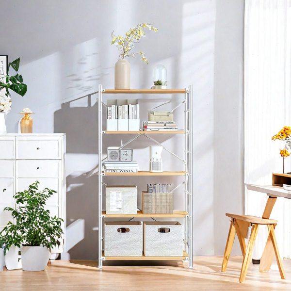 卫生间铁木结合落地收纳整理架 一体靠墙简易书架厨房多层置物架,收纳整理,冰柜置物架,淘宝优惠券,粉丝福利购,淘宝优惠卷