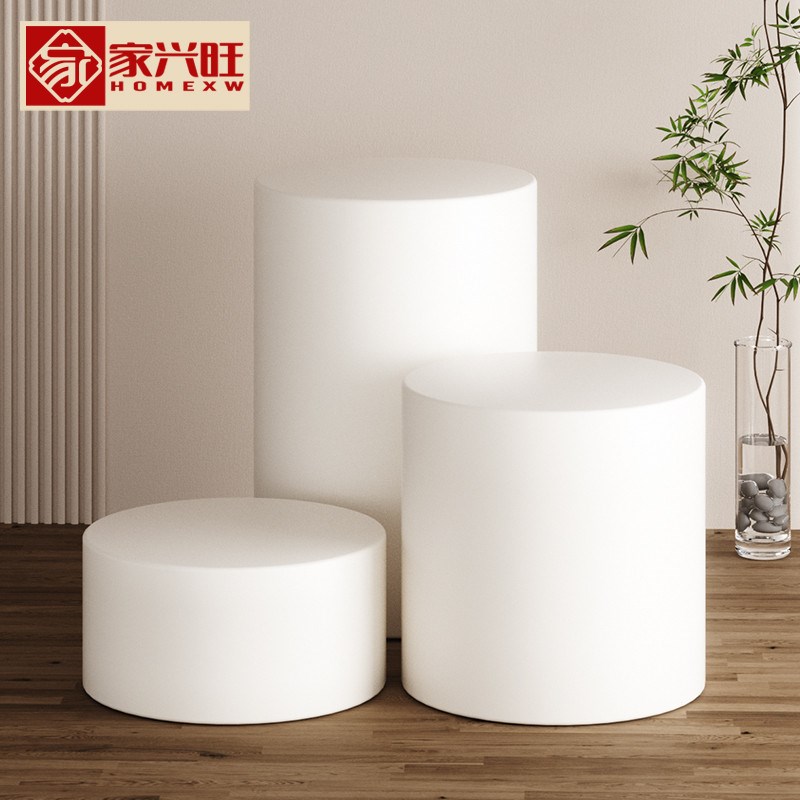 木质圆墩子展会圆形圆柱展示台摆件地台橱窗工P艺品模特增高台底