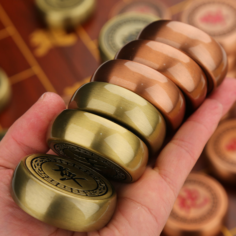 大号象棋金属铜合金复古中国风木质折叠棋盘高档成人收藏送礼象棋