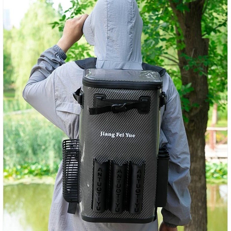 加厚防水渔具收纳包多功能加硬双肩背包装大容量装鱼桶钓鱼椅包
