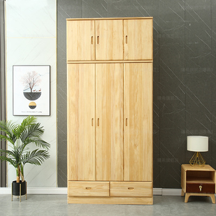 纯实木衣柜家用卧室原木全实木儿童2023爆款定制松木大衣橱小户型