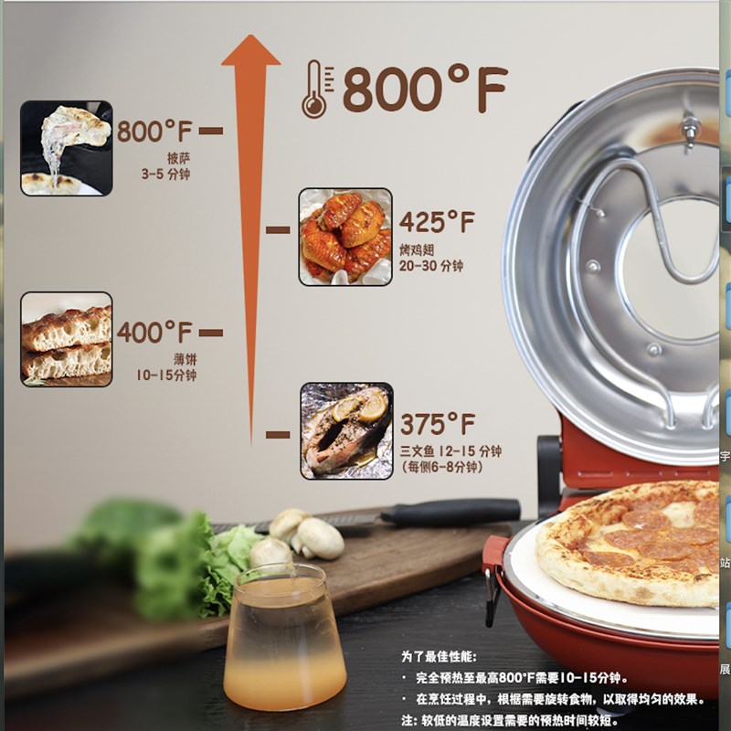 朴客双电加热披萨炉烤箱烤炉12寸高温可达4503分30秒制作拿坡里
