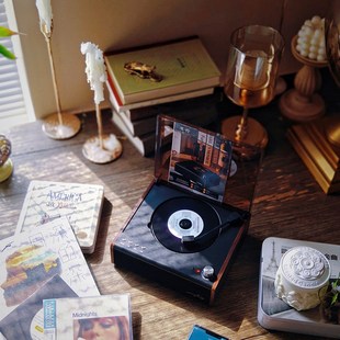 名伶M300黑胶复古CD机播放机听专辑蓝牙播放多功能桌面音箱