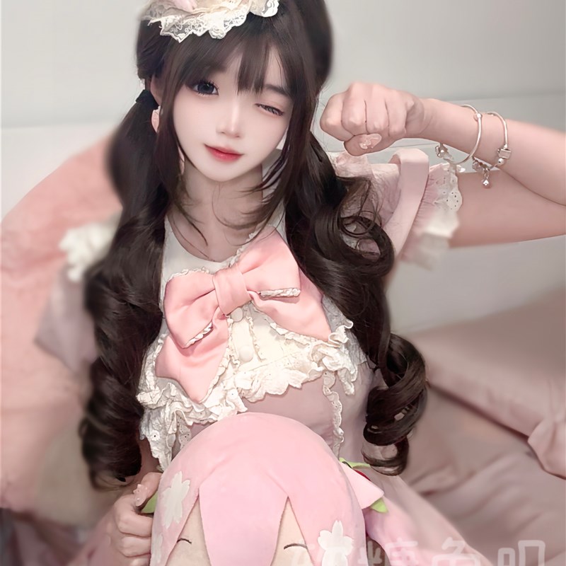 软糖兔叽假发女中长款卷发网感日常lolita自然齐刘海全头套罗马卷