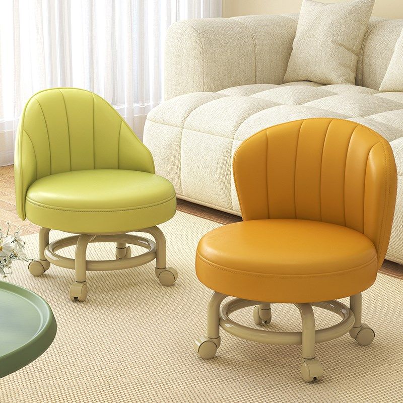 万向轮小凳子带滑轮矮凳家用换鞋凳儿童靠背椅子客厅圆凳软包板凳,住宅家具,万向轮凳,淘宝优惠券,粉丝福利购,淘宝优惠卷