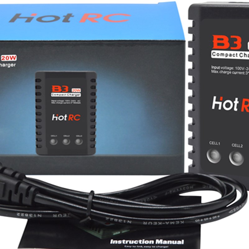 HOTRC 20w大功率B3航模锂电池平衡充电器2s 3s 74v 111v快速10W