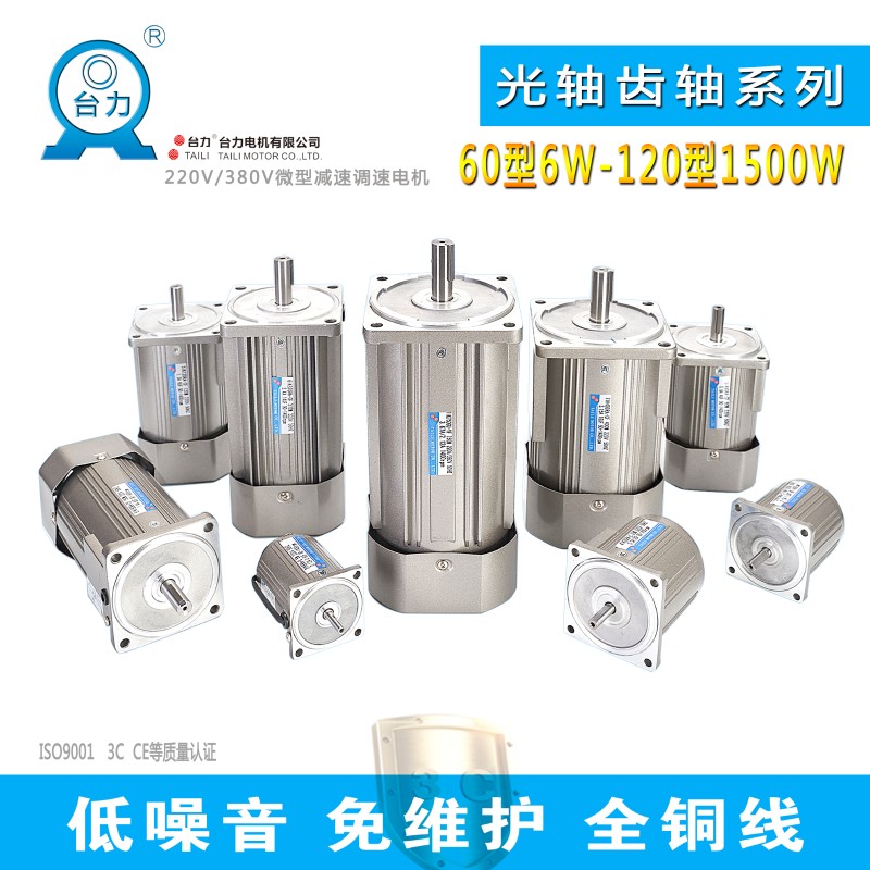 台力6w120w250w380V交流齿轮减速光轴电机220V单相电调速齿轴马达