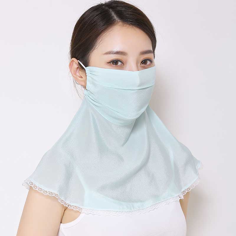 真丝防晒口罩面罩女性防紫外线脸罩夏季防尘时尚全脸薄款装饰面纱