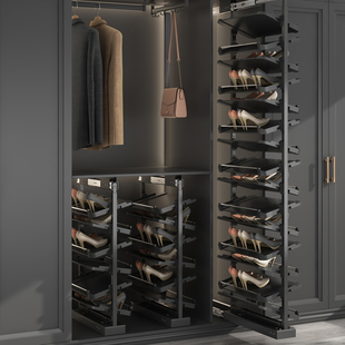 衣帽间裤架伸缩鞋架鞋柜直拉鞋架错层收纳鞋子收纳置物架浅柜深柜